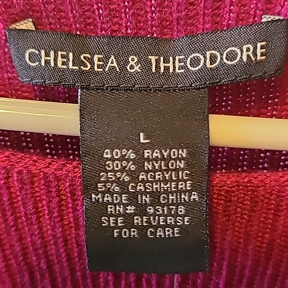 Chelsea & Theodore Cashmere Blend Sweater Fuchsia Sweater Women’s Size L Soft - Picture 2 of 4